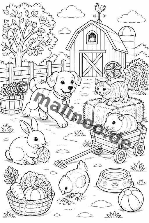 Haustiere Malbuch 20 Ausmalbilder gedruckt+lose – Vorschaubild 7