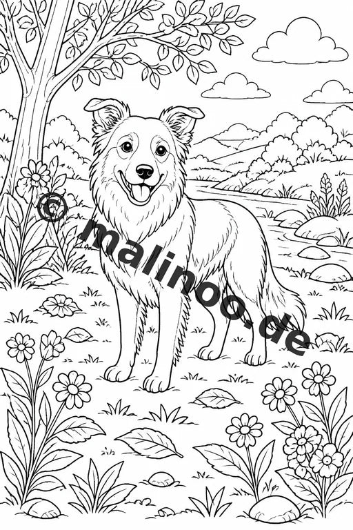 Haustiere Malbuch 50 Ausmalbilder PDF Download digital – Vorschaubild 1