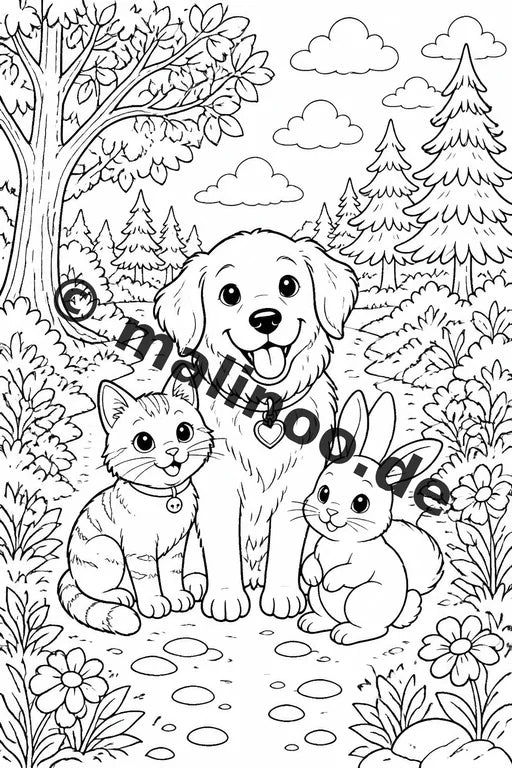 Haustiere Malbuch 50 Ausmalbilder PDF Download digital – Vorschaubild 2