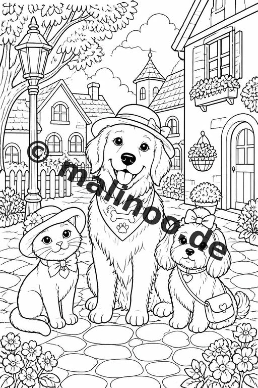 Haustiere Malbuch 50 Ausmalbilder PDF Download digital – Vorschaubild 3