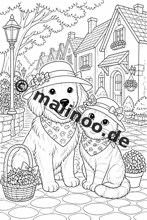 Haustiere Malbuch 50 Ausmalbilder PDF Download digital – Vorschaubild 3
