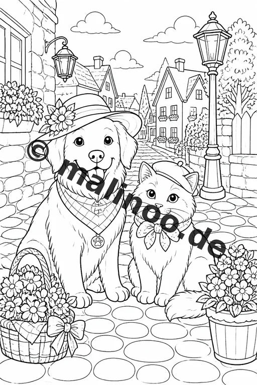 Haustiere Malbuch 50 Ausmalbilder PDF Download digital – Vorschaubild 3