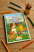 Haustiere Malbuch 50 Ausmalbilder gedruckt und gebunden – Mockup-Ansicht