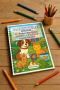 Haustiere Malbuch 50 Ausmalbilder gedruckt und gebunden – Mockup-Ansicht