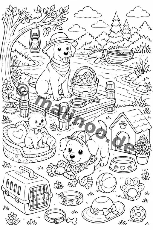 Haustiere Malbuch 50 Ausmalbilder gedruckt+gebunden – Vorschaubild 2