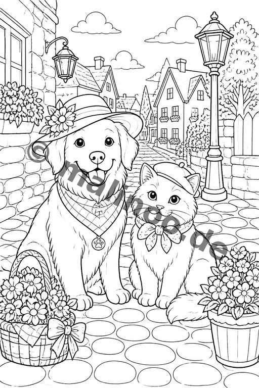 Haustiere Malbuch 50 Ausmalbilder gedruckt+gebunden – Vorschaubild 5