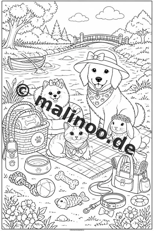 Haustiere Malbuch 50 Ausmalbilder gedruckt und gebunden – Vorschaubild 7