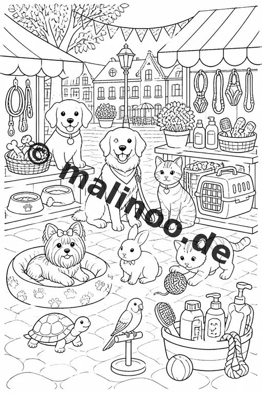 Haustiere Malbuch 50 Ausmalbilder gedruckt, ungebunden – Vorschaubild 10