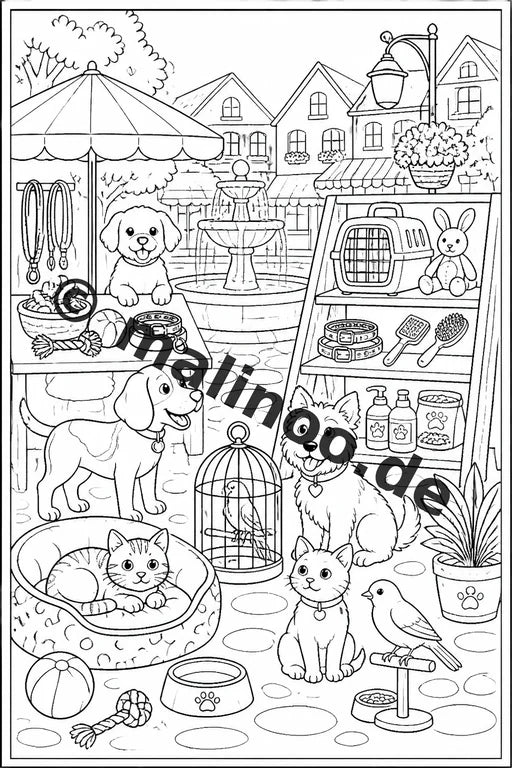 Haustiere Malbuch 50 Ausmalbilder gedruckt, ungebunden – Vorschaubild 10