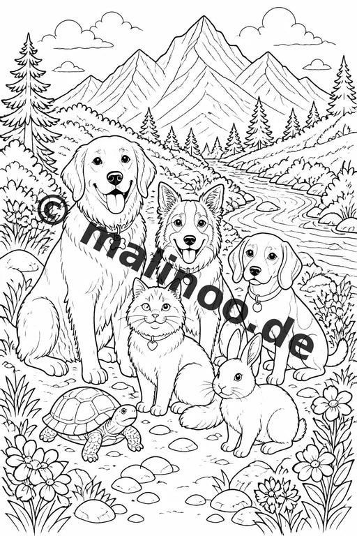 Haustiere Malbuch 50 Ausmalbilder gedruckt, ungebunden – Vorschaubild 6