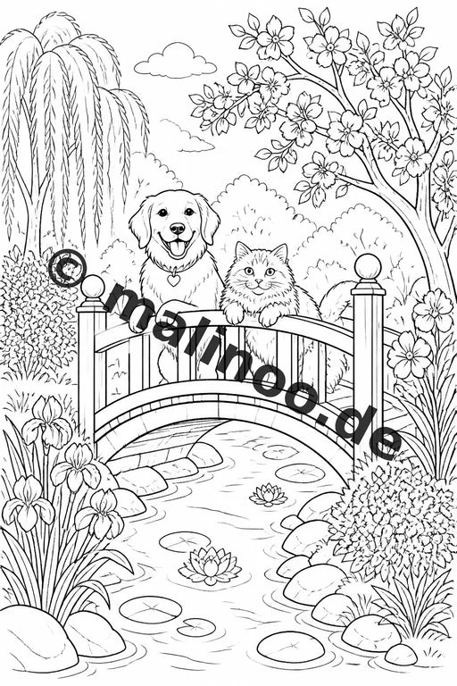 Haustiere Malbuch 50 Ausmalbilder gedruckt, ungebunden – Vorschaubild 8