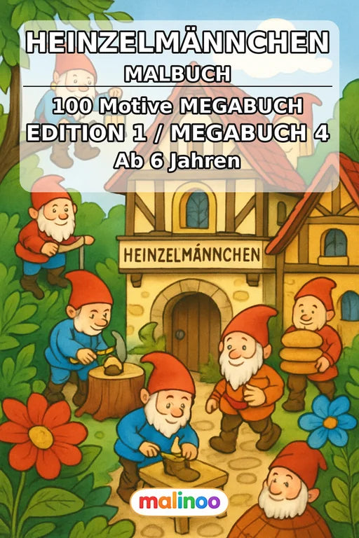 Heinzelmännchen Malbuch 100 Ausmalbilder gedruckt+gebunden – Cover
