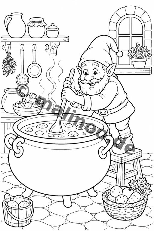 Heinzelmännchen Malbuch 20 Ausmalbilder gedruckt+gebunden – Vorschaubild 2
