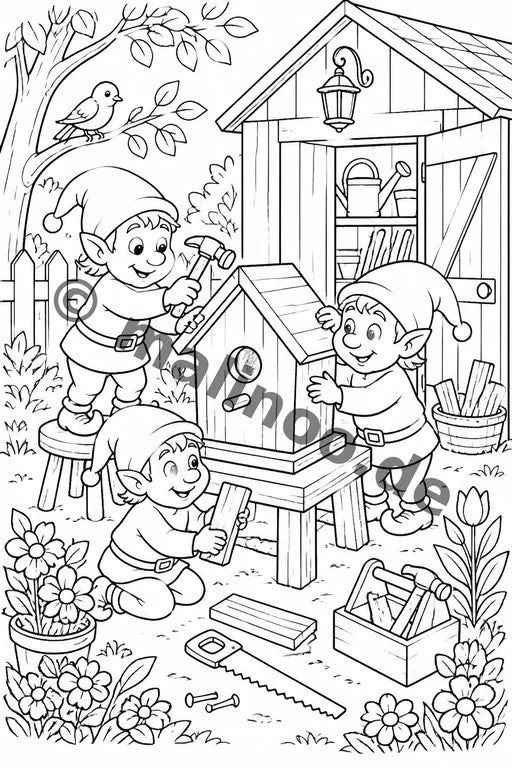 Heinzelmännchen Malbuch 20 Ausmalbilder gedruckt+gebunden – Vorschaubild 7