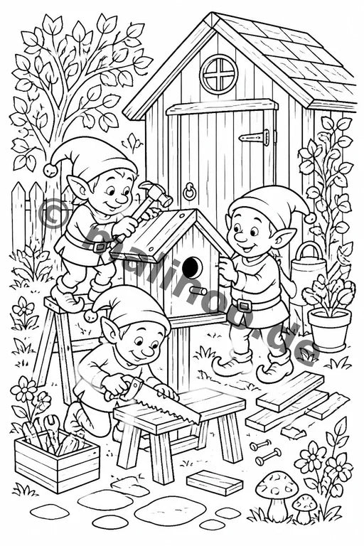 Heinzelmännchen Malbuch 20 Ausmalbilder gedruckt+gebunden – Vorschaubild 7