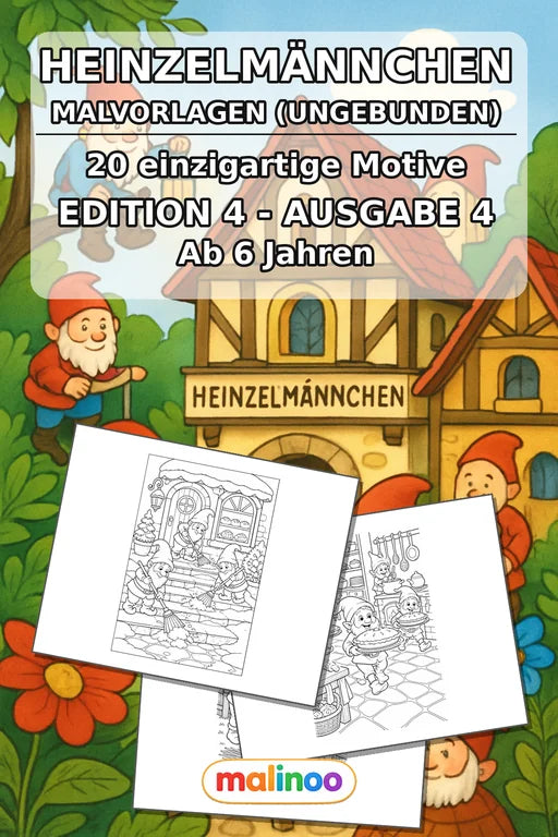 Heinzelmännchen Malbuch 20 Ausmalbilder gedruckt+lose – Cover