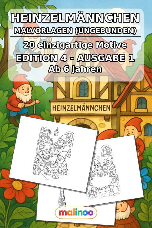 Heinzelmännchen Malbuch 20 Ausmalbilder gedruckt+lose – Cover