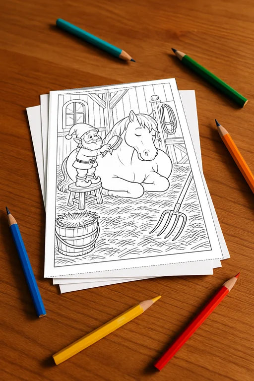 Heinzelmännchen Malbuch 20 Ausmalbilder gedruckt+lose – Mockup-Ansicht