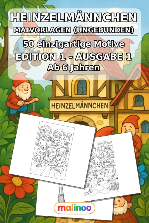 Heinzelmännchen Malbuch 50 Ausmalbilder gedruckt+lose – Cover