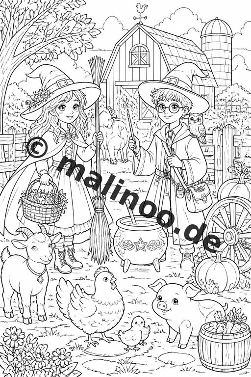 Hexen und Zauberer Malbuch 100 Ausmalbilder gedruckt und gebunden – Vorschaubild 7