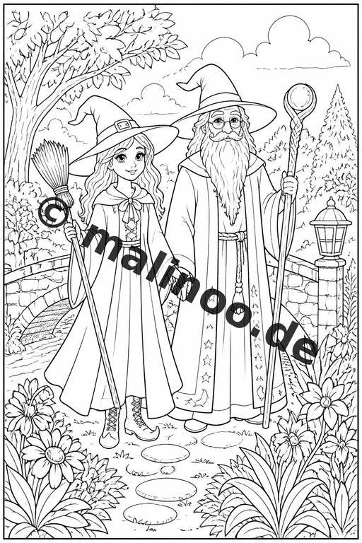 Hexen und Zauberer Malbuch 100 Ausmalbilder gedruckt und gebunden – Vorschaubild 9