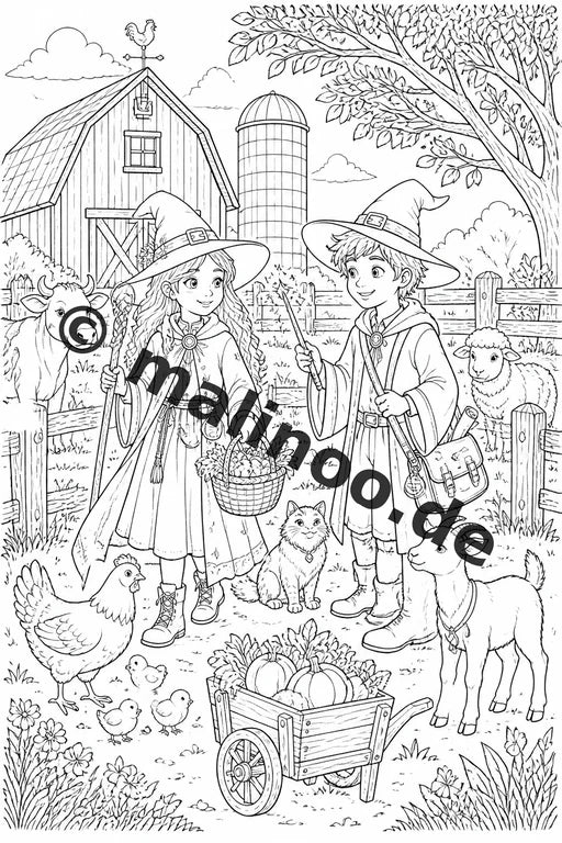 Hexen und Zauberer Malbuch 20 Ausmalbilder gedruckt und gebunden – Vorschaubild 7
