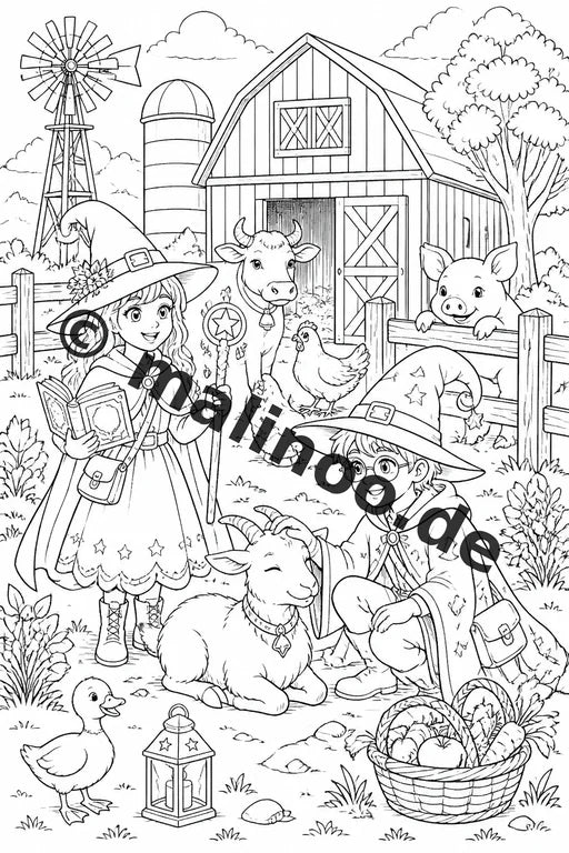 Hexen und Zauberer Malbuch 20 Ausmalbilder gedruckt, ungebunden – Vorschaubild 7