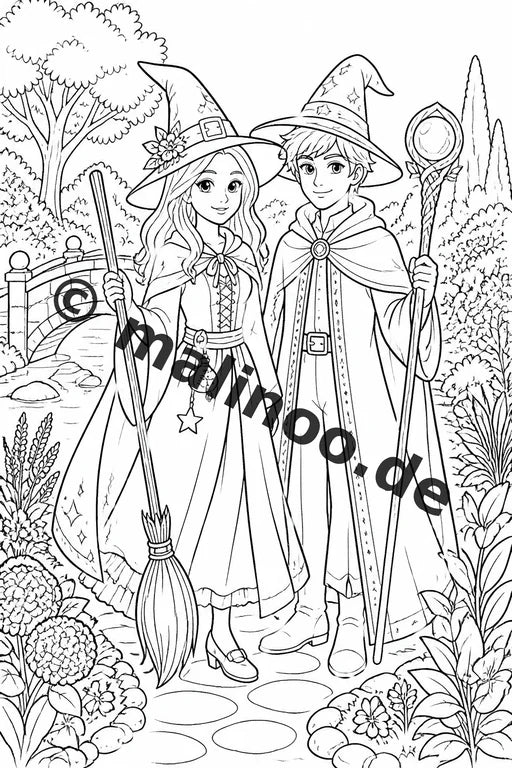 Hexen und Zauberer Malbuch 20 Ausmalbilder gedruckt, ungebunden – Vorschaubild 9