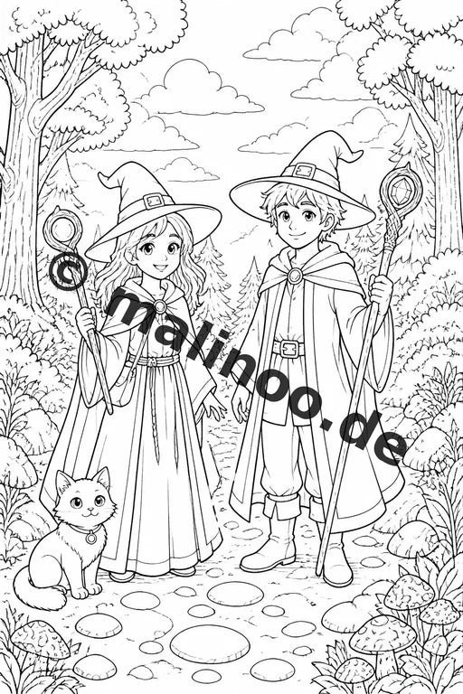 Hexen und Zauberer Malbuch 50 Ausmalbilder PDF Download digital – Vorschaubild 3