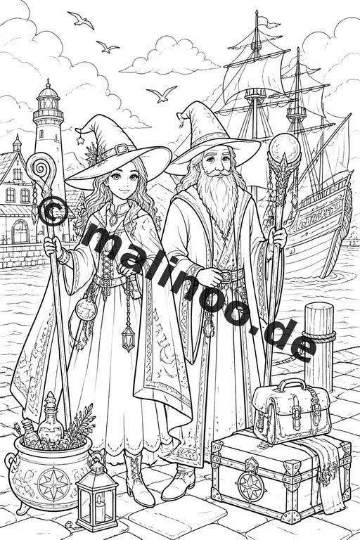 Hexen und Zauberer Malbuch 50 Ausmalbilder gedruckt und gebunden – Vorschaubild 10