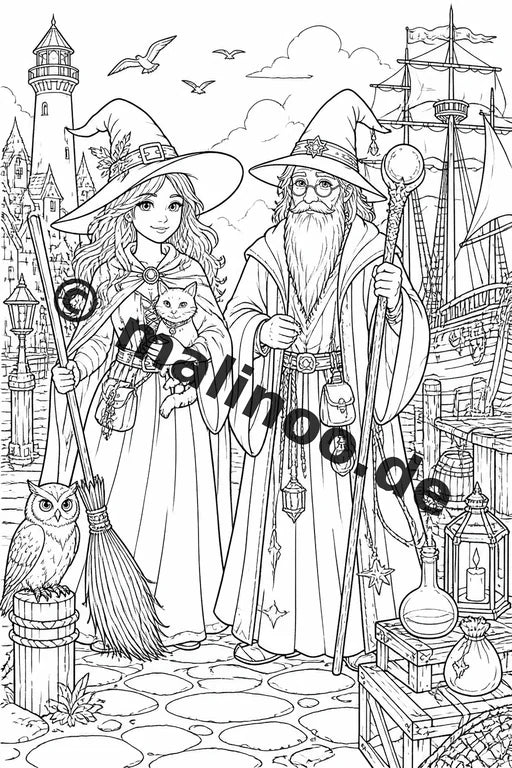 Hexen und Zauberer Malbuch 50 Ausmalbilder gedruckt und gebunden – Vorschaubild 10