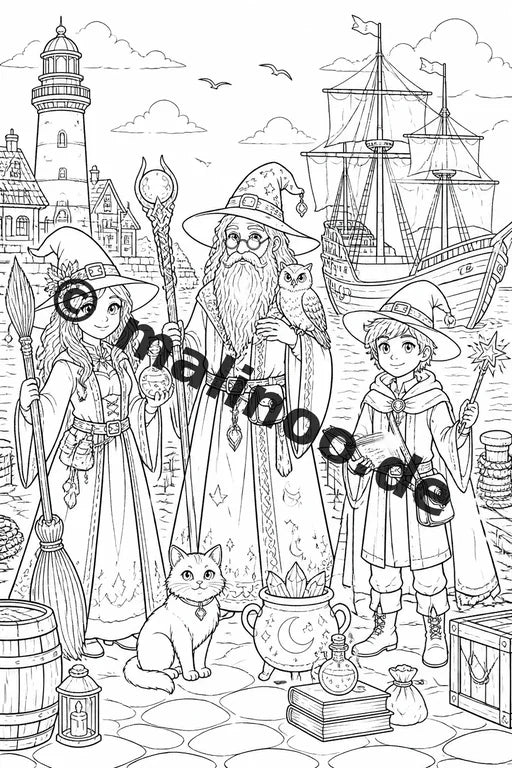 Hexen und Zauberer Malbuch 50 Ausmalbilder gedruckt und gebunden – Vorschaubild 10