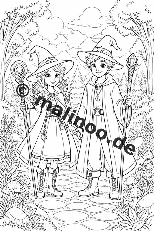 Hexen und Zauberer Malbuch 50 Ausmalbilder gedruckt und gebunden – Vorschaubild 3