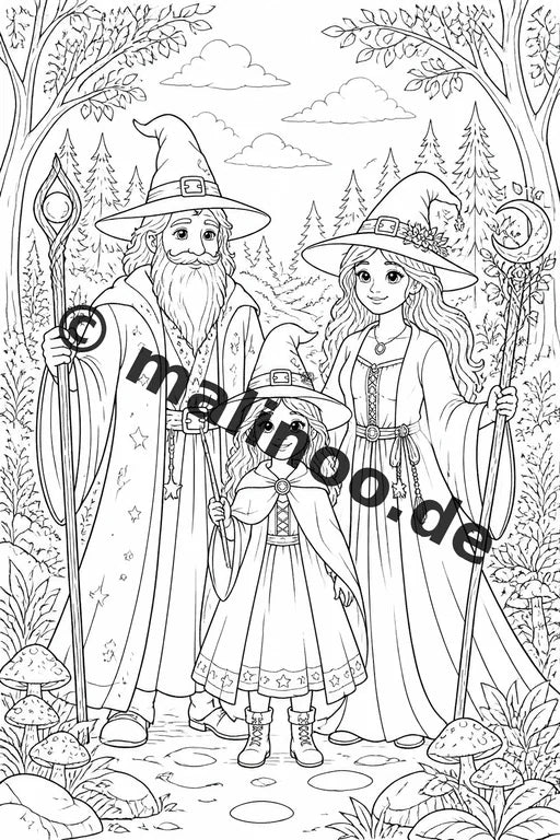 Hexen und Zauberer Malbuch 50 Ausmalbilder gedruckt und gebunden – Vorschaubild 3