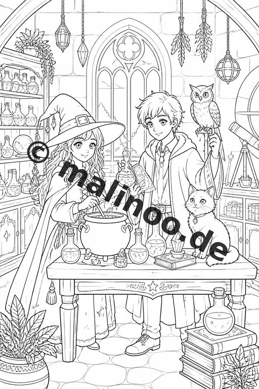Hexen und Zauberer Malbuch 50 Ausmalbilder gedruckt und gebunden – Vorschaubild 4