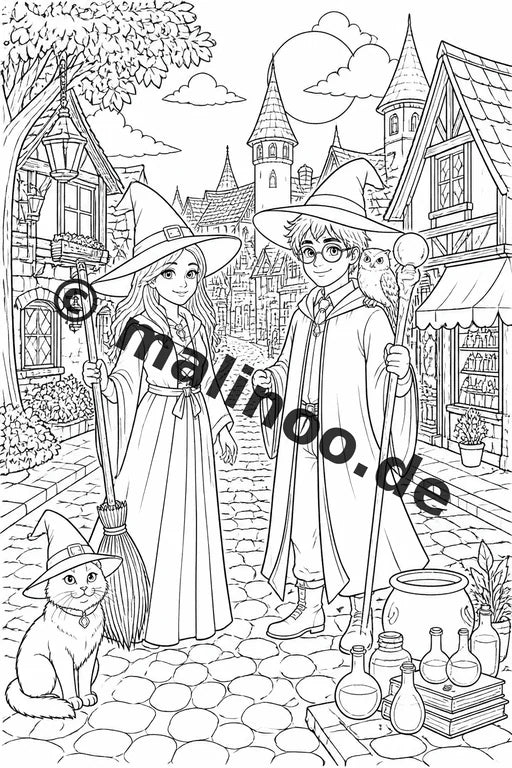 Hexen und Zauberer Malbuch 50 Ausmalbilder gedruckt und gebunden – Vorschaubild 5