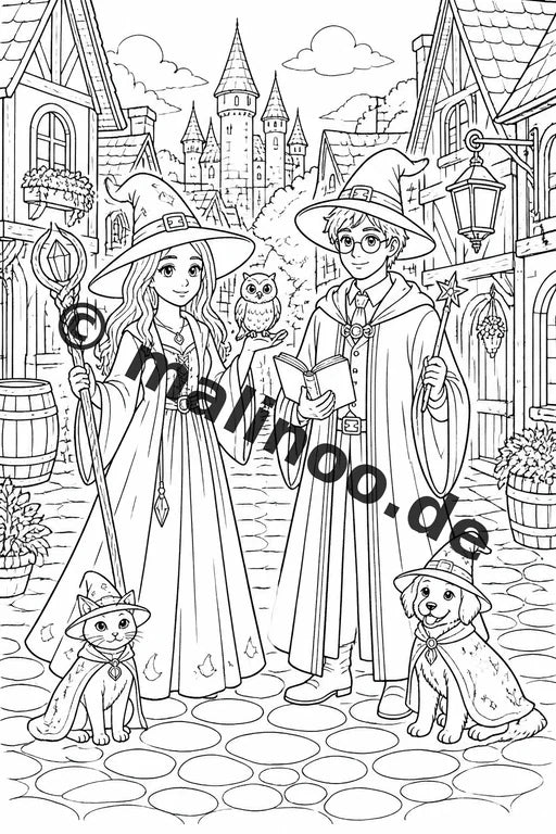 Hexen und Zauberer Malbuch 50 Ausmalbilder gedruckt und gebunden – Vorschaubild 5