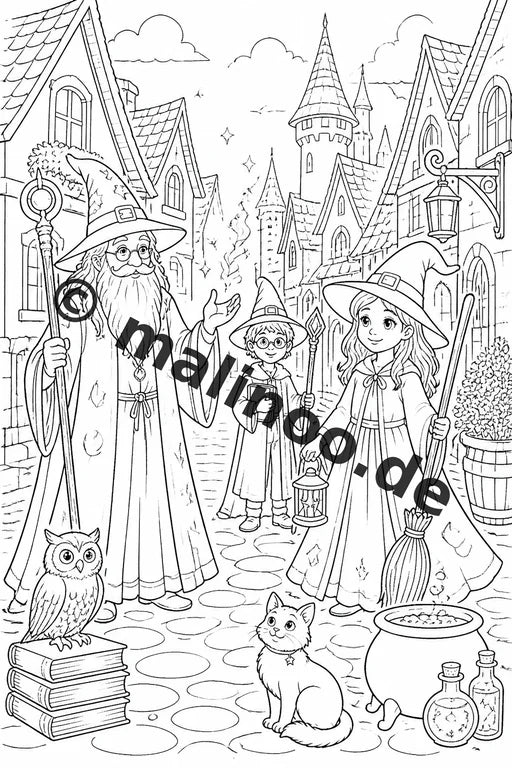 Hexen und Zauberer Malbuch 50 Ausmalbilder gedruckt und gebunden – Vorschaubild 5