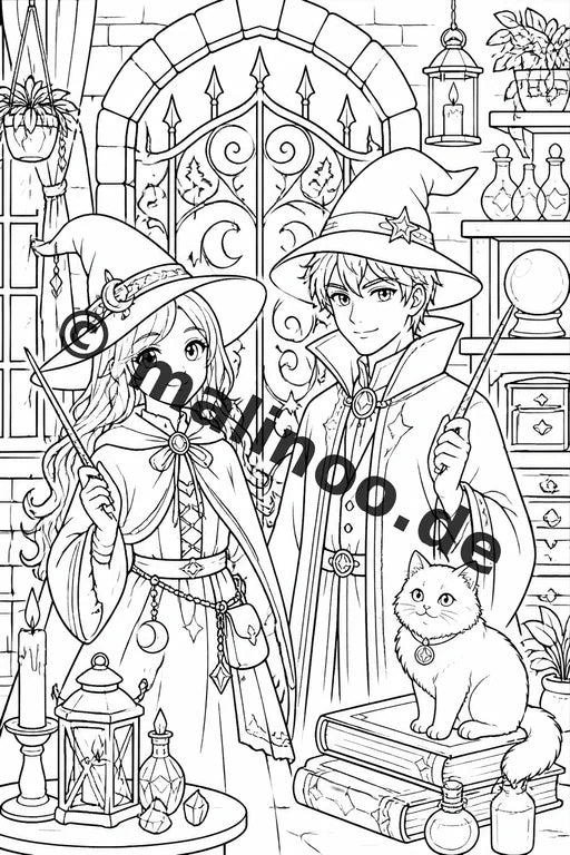 Hexen und Zauberer Malbuch 50 Ausmalbilder gedruckt und gebunden – Vorschaubild 6