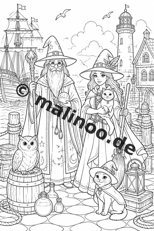 Hexen und Zauberer Malbuch 50 Ausmalbilder gedruckt, ungebunden – Vorschaubild 10