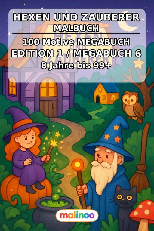 Hexen & Zauberer Malbuch 100 Ausmalbilder PDF Download – Cover