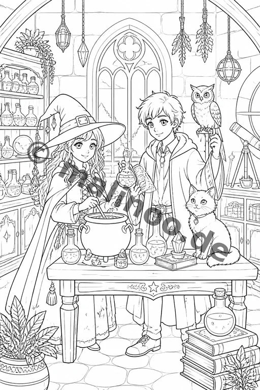 Hexen & Zauberer Malbuch 100 Ausmalbilder PDF Download – Vorschaubild 4