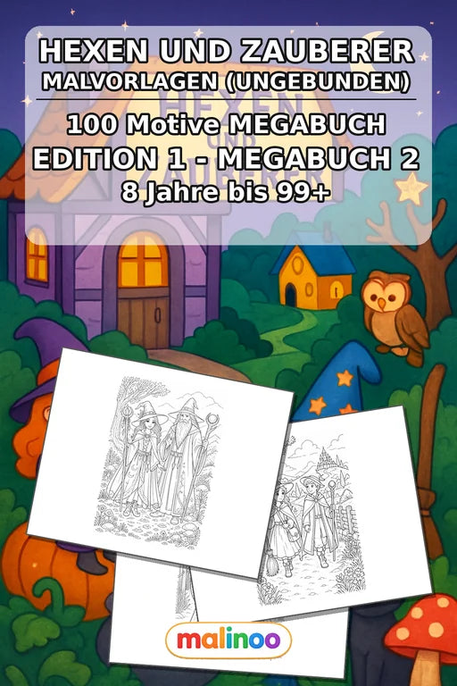 Hexen & Zauberer Malbuch 100 Ausmalbilder gedruckt+lose – Cover