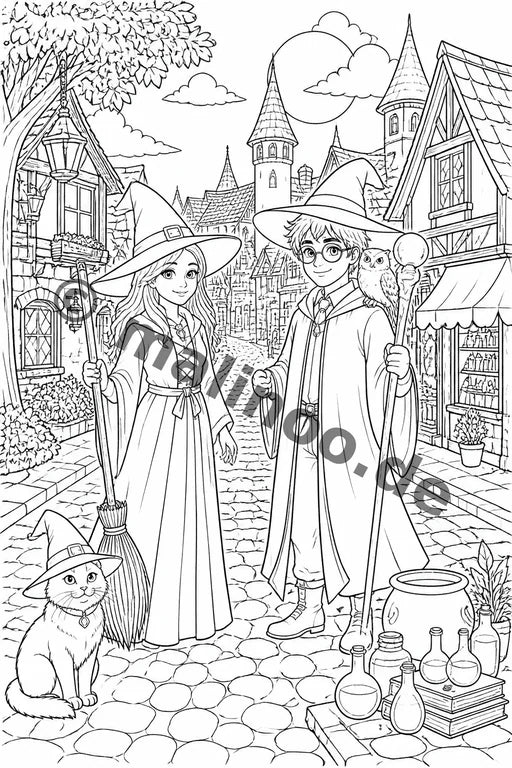 Hexen & Zauberer Malbuch 100 Ausmalbilder gedruckt+lose – Vorschaubild 5