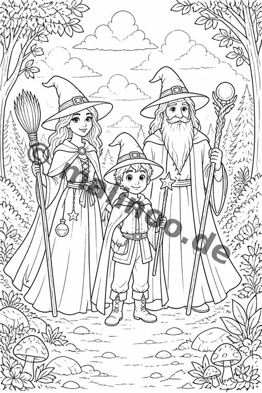 Hexen & Zauberer Malbuch 20 Ausmalbilder PDF Download – Vorschaubild 3