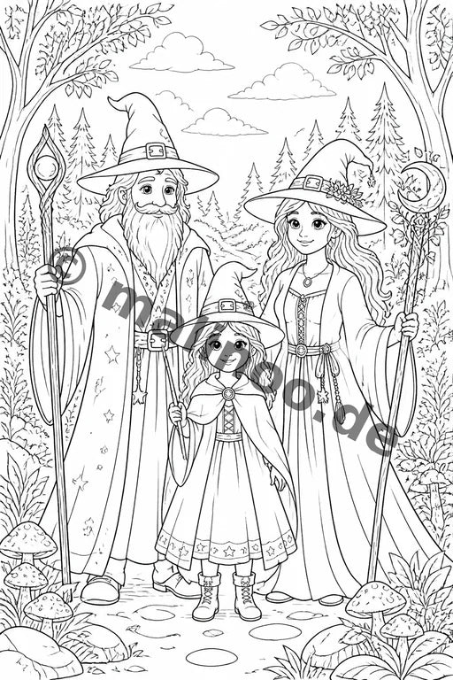 Hexen & Zauberer Malbuch 20 Ausmalbilder PDF Download – Vorschaubild 3
