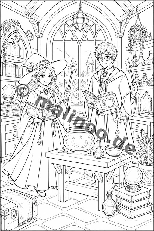 Hexen & Zauberer Malbuch 20 Ausmalbilder PDF Download – Vorschaubild 4