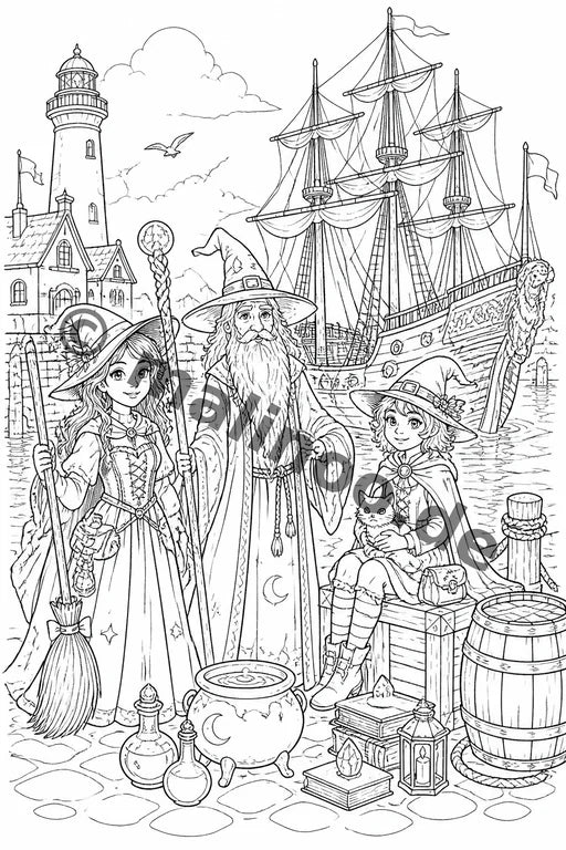 Hexen & Zauberer Malbuch 20 Ausmalbilder gedruckt+gebunden – Vorschaubild 10