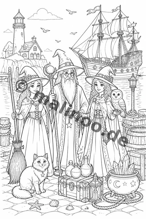 Hexen & Zauberer Malbuch 20 Ausmalbilder gedruckt+lose – Vorschaubild 10