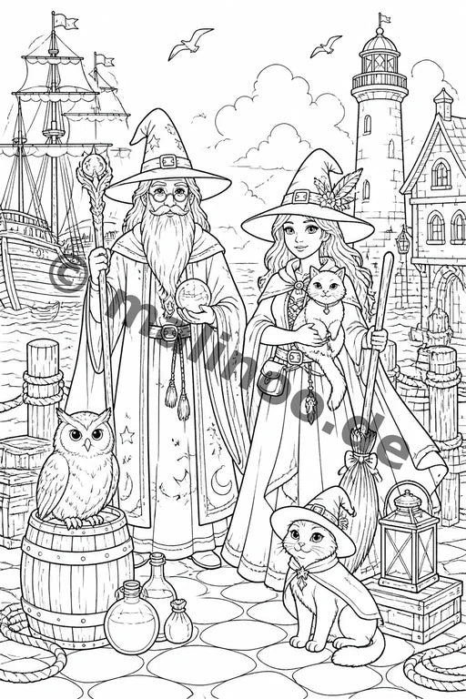 Hexen & Zauberer Malbuch 20 Ausmalbilder gedruckt+lose – Vorschaubild 10